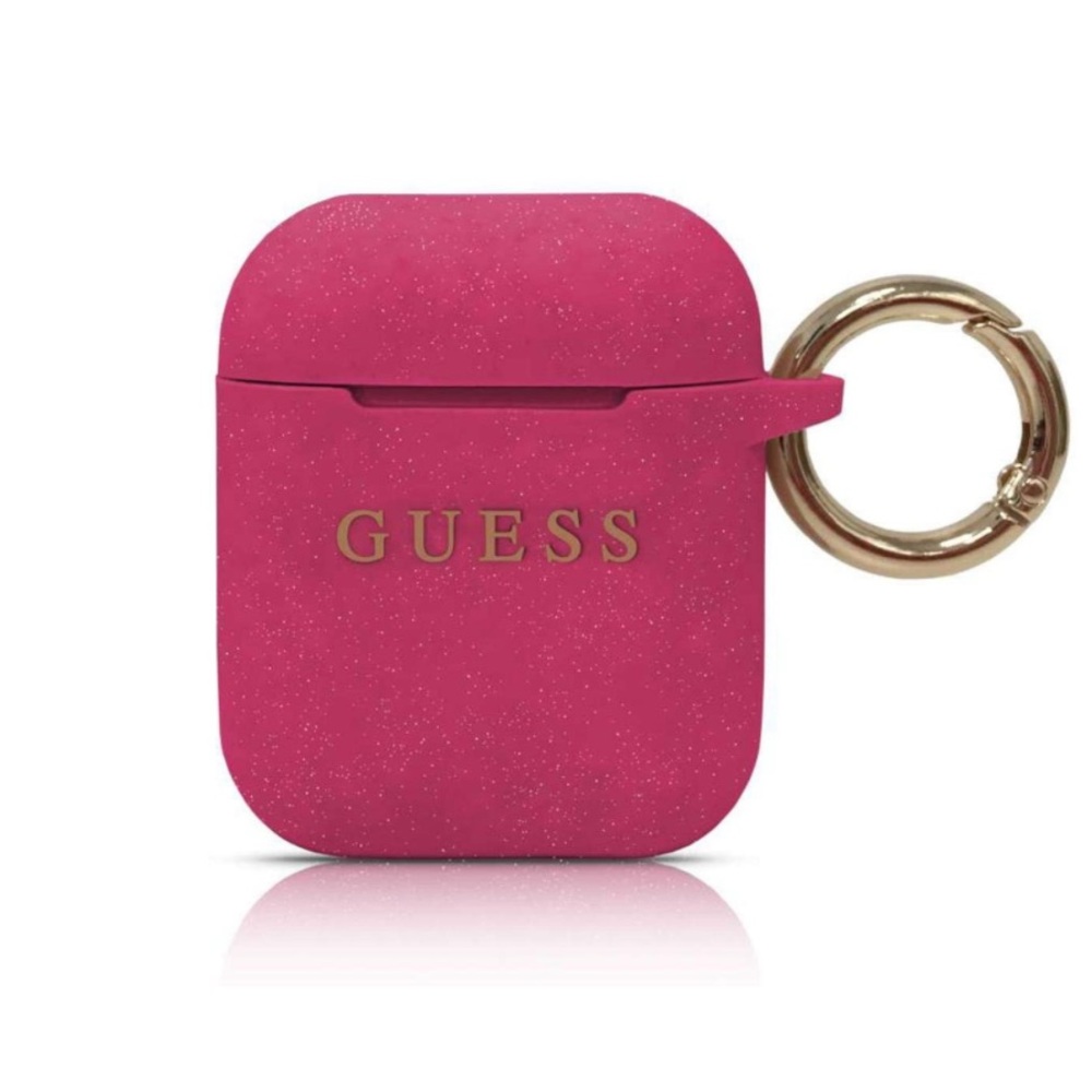 Guess Airpod Silicone Case Cover Printed Logo with Ring for AirPods